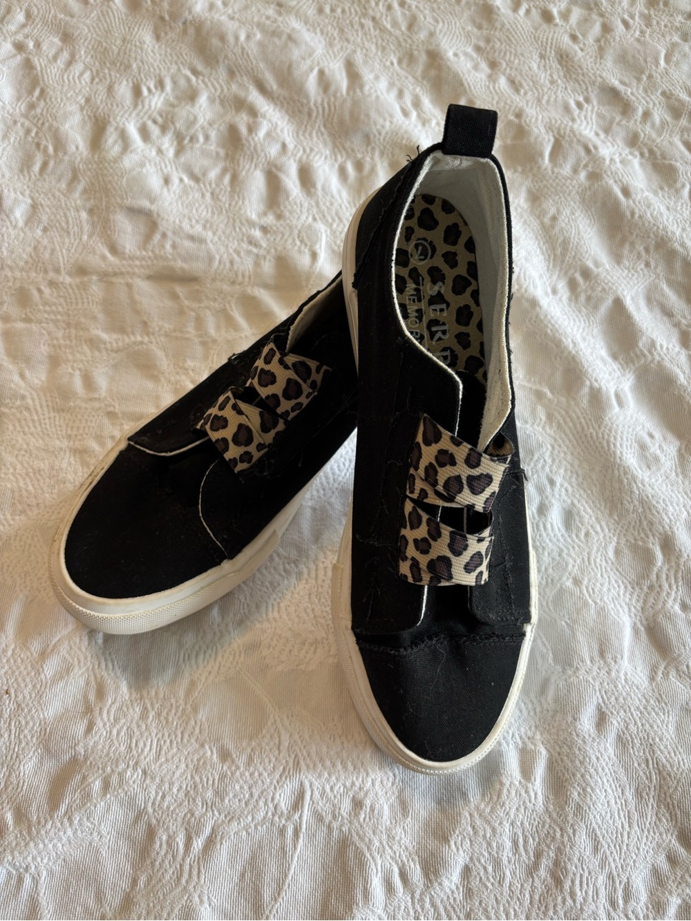 Women’s Serra Black Slip-On Sneakers with Leopard Trim
